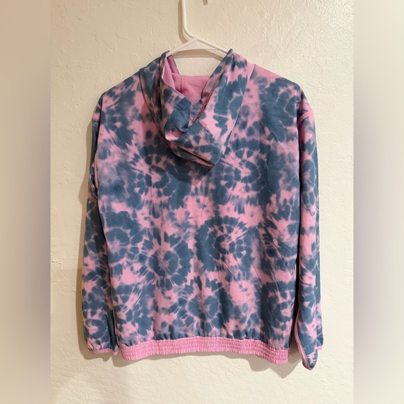 Athleta Girl Pink Blue Happy-Go-Lucky Full Zip Hoodie Jacket XL 14 Tie Dye - Picture 3 of 6